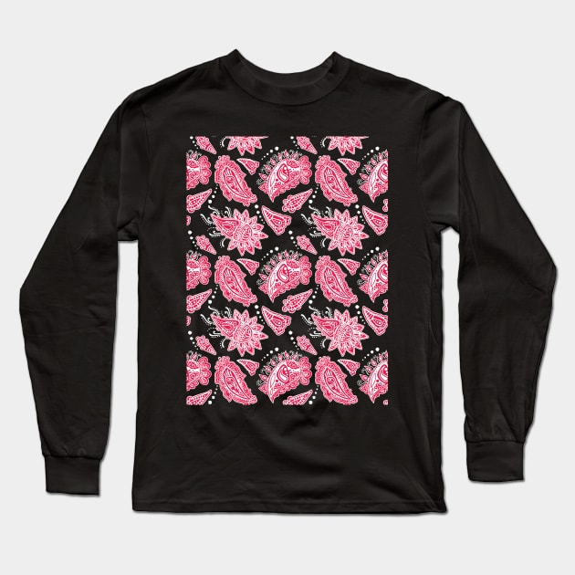 Red Paisley Long Sleeve T-Shirt by ilhnklv